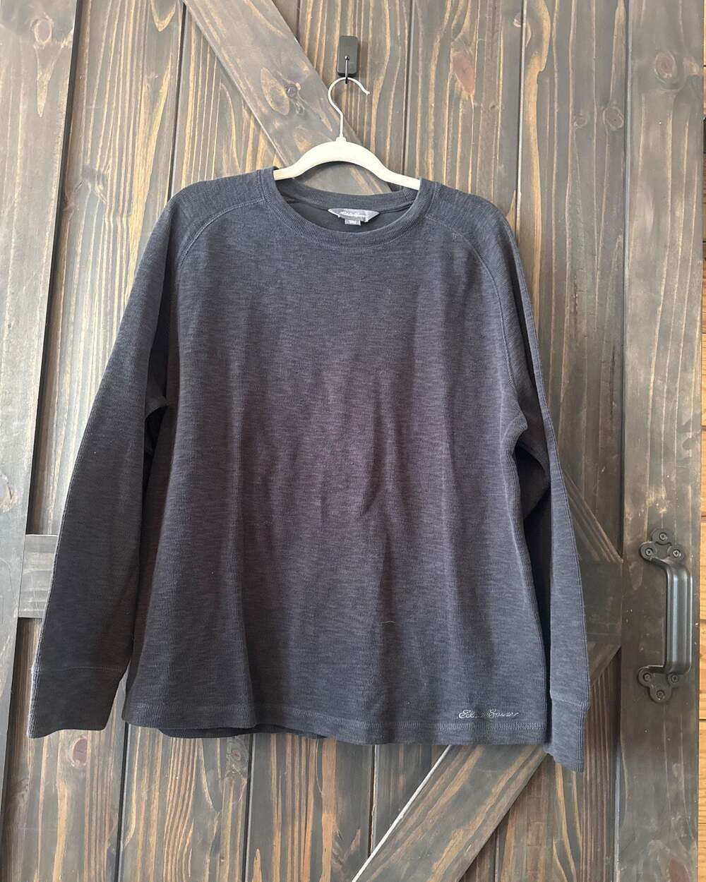 Eddie Bauer Men’s XL Long Sleeve Thermal Crewneck – Gray – Soft Waffle Knit